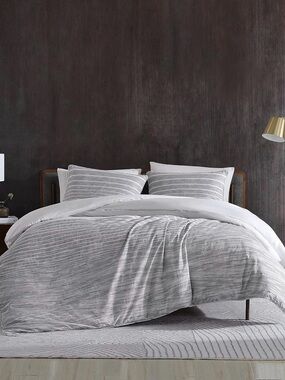 Kenneth Cole New York Gray and White Striped Duvet Cover
